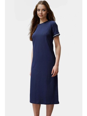 Rahat Örme Midi Elbise Bisiklet Yaka Yazlık Günlük Polyester Pamuk Şık Görünüm