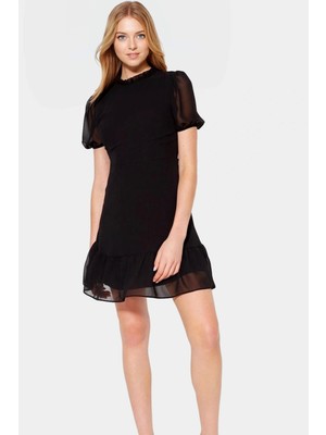 Polyester Şifon Elbise A Kesim Balon Kol Yazlık Özel Tasarım Konforlu Zarifane