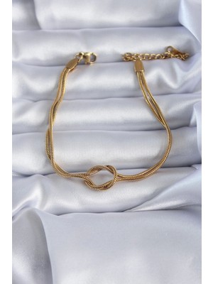 Bfs 316L Çelik Gold Renk Düğüm Model Kadın Bileklik