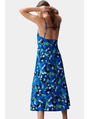 Çok Çiçek Baskılı A Line Maxi Elbise Örme Kumaş Rahat Kalıp Yazlık Premium Kalite