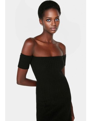 Rahat ve Şık A Line Midi Elbise  Akrilik Triko Kumaş Özel Tasarım Mükemmel Uyum