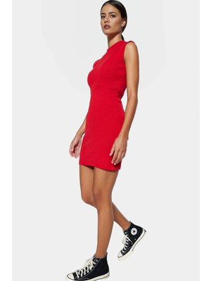 Örme Bodycon Mini Elbise Bisiklet Yaka Rahat Günlük Stil Kullanım Zarifane Tasarım