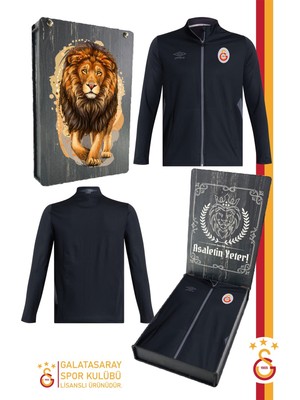 Galatasaray Orijinal Lisanslı Tam Fermuarlı Dik Yaka Siyah Antrenman Sweat Ahşap Kutulu