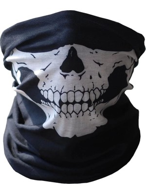 Bfs   Siyah Renk Dikişsiz Çok Fonksiyonlu Çene Kafatası Yüz Maskesi Baf Buff Bandana Boyunluk Bileklik