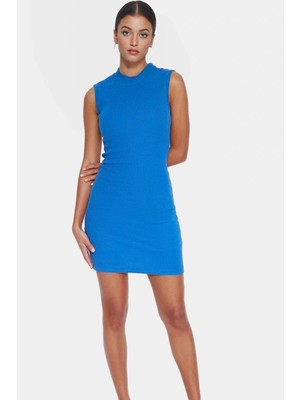 Mini Örme Elbise Vücuda Oturan Bisiklet Yaka Günlük Şık Görünüm Profesyonel