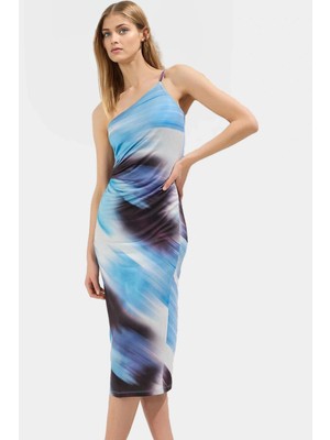 Şık Bodycon Midi Elbise Ince Askılı Polyester Kumaş Günlük ve Özel Günler Için Zarifane Tasarım