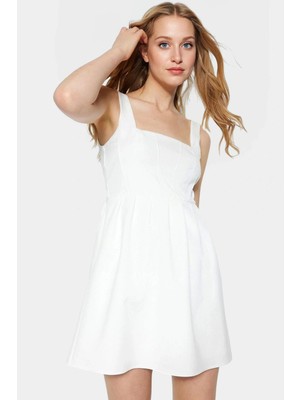 Kadın Mini Boy Skater Elbise Finike Dokuma Polyester Karışımlı Rahat Yazlık Uzun Ömürlü