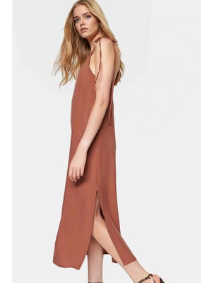 Kadın Shift Elbise Dokuma Polyester Kumaş Günlük Midi Boy Zarifane Tasarım Uzun Ömürlü