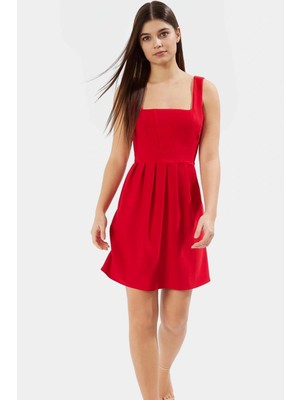 Kadın Mini Boy Skater Elbise Finike Dokuma Polyester Karışımlı Rahat Yazlık Uzun Ömürlü