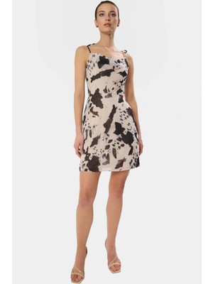 Çiçekli Desenli Şifon Mini Elbise Rahat A Kesim Yazlık Günlük Konforlu Özenle Seçilmiş