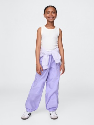 Gap Kız Çocuk Açık Lila Poplin Baggy Jogger Pantolon