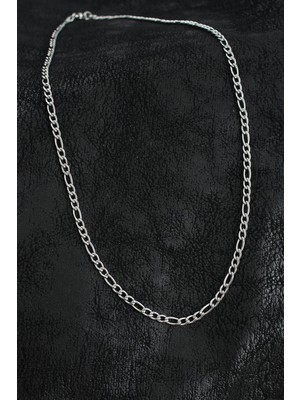 Bfs 316L Çelik Klasik Figaro Zincir Model Gümüş Renk Erkek Kolye