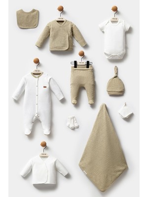 Moi Noi Yenidoğan İçin Desenli 10'lu Hastane Çıkışı Zıbın Seti Günlük Kullanımda Rahatlık Sağlar