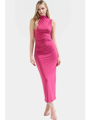 Şık Bodycon Maxi Elbise Polyester Elastan Karışımı Rahat Günlük Profesyonel Görünüm Konforlu Kesim