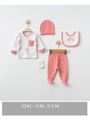 Desenli 5 Parça Kutulu (Yenidoğan) Hastane Çıkışı Zıbın Seti