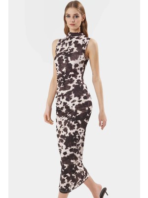 Şık Bodycon Maxi Elbise Polyester Elastan Karışımı Rahat Günlük Profesyonel Görünüm Konforlu Kesim