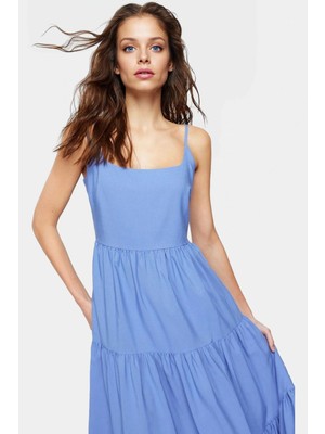 Kolsuz Skater Maxi Elbise Terry Cotton Dokuma Yazlık Özel Tasarım Şık Görünüm