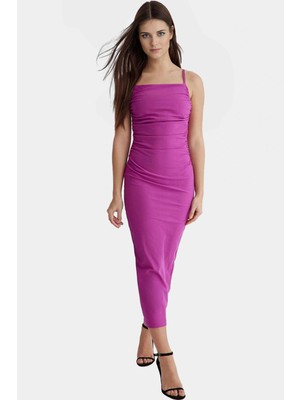 Bodycon Maxi Elbise Yazlık Örme Astarlı Yırtmaçlı Günlük Kullanım Için Şık Görünüm