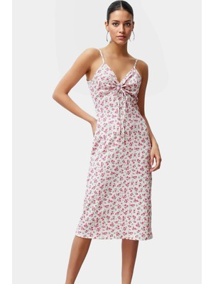 Rahat ve Şık Bürümcük Dokuma Örme Elbise Polyester Karışımlı Midi Boy A Line Premium Kalite