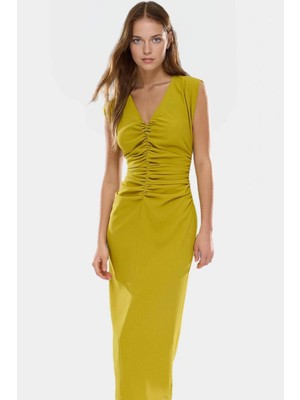 Kolsuz Bodycon Midi Elbise Nefes Alan Polyester Kumaş Günlük Kullanım Için