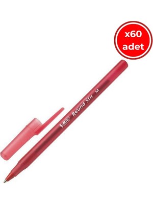 Bıc Round Stic Tükenmez Kalem, 60 Adet, Kırmızı, 1.0 Mm, Yağ Bazlı