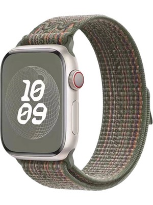 Apple Watch 10 46MM Naylon Hasır Kordon Çok Renkli Tasarım ve Güvenli Yapıştırmalı Ayarlama