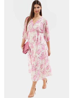 A Kesim Maxi Elbise Şifon Dokuma Soyut Desenli Yazlık Modern Stil Mükemmel Uyum