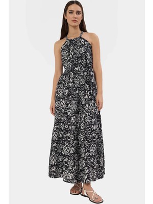 Çok Desenli Viskoz Maxi Elbise Nefes Alan Dokuma Kumaş A Line Kalıp Yüksek Kalite