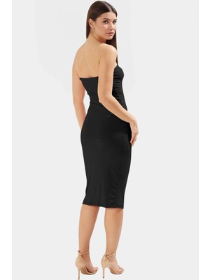 Şık Bodycon Elbise Esnek Örme Kumaş Midi Boy Yaz Mevsimi Özenle Seçilmiş Yüksek Kalite