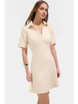 Pamuklu Mini Elbise Skater Kalıp Kısa Kol Renk Günlük Kullanım Modern Stil Yüksek Kalite