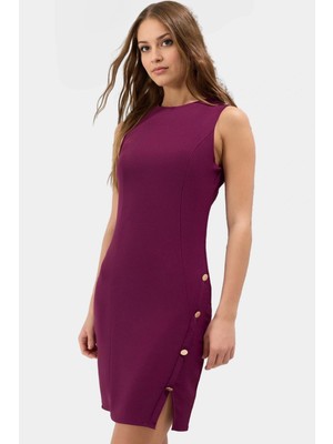 A Line Kolsuz Mini Elbise Finike Dokuma 88% Polyester 12% Elastan Şık Görünüm Kaliteli Işçilik
