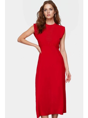 Yazlık Kadın Elbise Rahat Şık A Kesim Midi Model Polyester Kumaş Mükemmel Uyum Yüksek Kalite