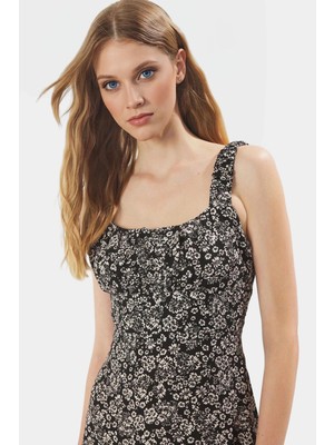 Şık Çiçekli Maxi Elbise %viskoz A Line Kolsuz Yazlık Zarifane Tasarım Uzun Ömürlü