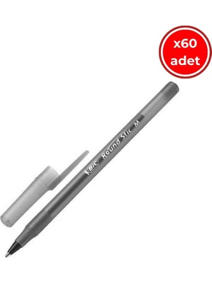 Bıc Round Stic Tükenmez Kalem, 60 Adet, Siyah, 1.0 Mm, Yağ Bazlı