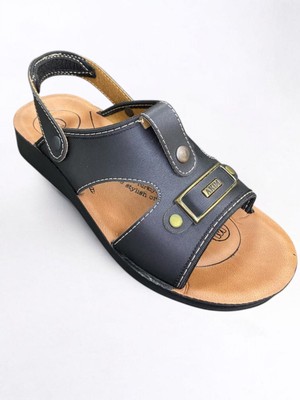 Içi Yumuşak Tam Ortopedik Siyah Erkek Sandalet Terlik