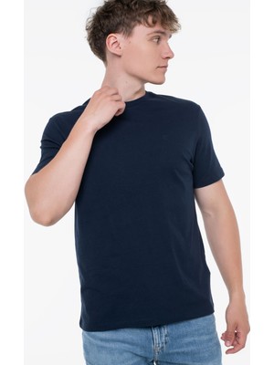 Erkek Ss Smooth Cttn Solid Crewnk T-Shirt - Lacivert