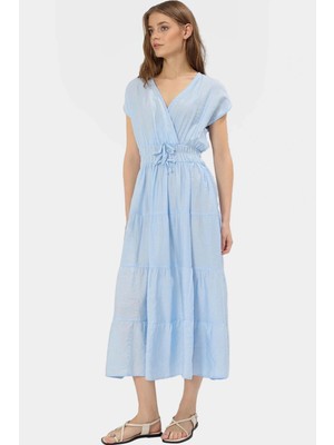 Şık Maxi Elbise Viskoz A Line Fiyonk Detay Yazlık Rahat Seçkin Malzeme ve Uzun Ömürlü