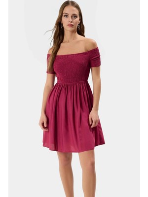 Çiçekli Gipeli Mini Elbise Yazlık Dokuma Kumaş Skater Kalıp Çok Zarifane Tasarım