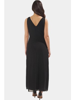 Polyester Şifon Maxi Elbise A Line Fırfırlı Dokuma Kumaş Şık Görünüm