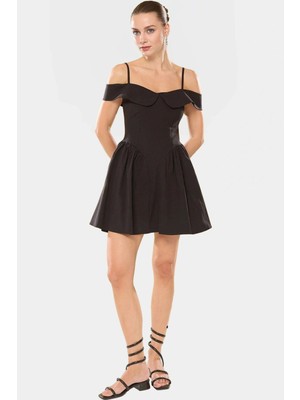 Dokuma Poliviskon Mini Elbise Şık Rahat Yazlık Belden Dayanıklı Malzeme Trend Tasarım