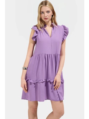 Şık Mini Elbise Aerobin Dokuma Polyester Düz Kesim Rahat Yazlık Zarifane Tasarım Kullanım