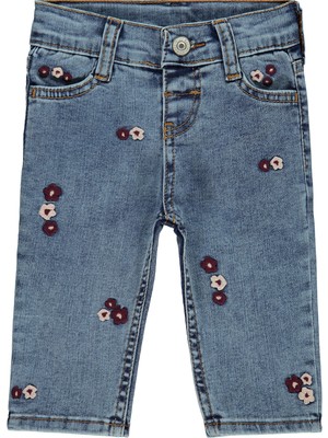 Civil Baby Kız Bebek Pantolon 6-18 Ay Orta Mavi Normal Bel Dokuma Kumaş Günlük Stil