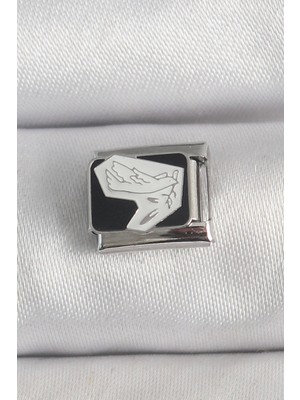 Butik Bfs 316L Çelik Gümüş Renk Siyah Beyaz Kuş Işlemeli Nomination Charm