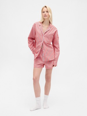 Gap Kadın Kırmızı Poplin Pijama Boxer Şort