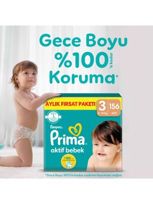 Prima Aktif Bebek, Bebek Bezi 3 Numara, 156 adet