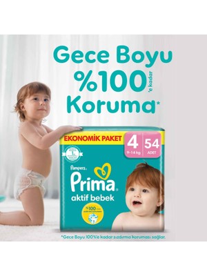 Prima Bebek Bezi Aktif Bebek 4 Beden 54 Adet Fırsat Paketi