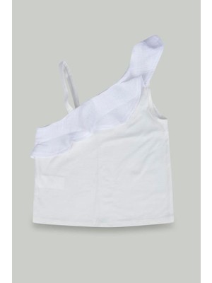 Ekru Tek Omuz Askılı Kız Çocuk Bluz