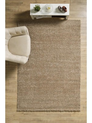 Red Halı Bej Tek Renk Desensiz Yumuşak Post Peluş Shaggy Halı Antialerjik Özellikli Salon Mutfak Yolluk