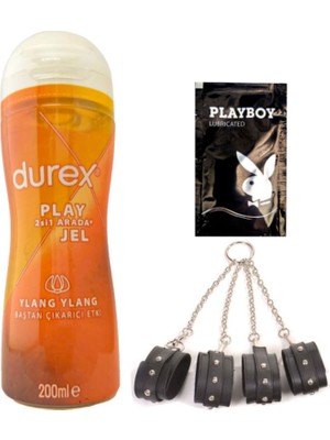 Durex Play  Ylang Ylang Baştan Çıkartmaya & Kayganlaştırmaya Jel 200 ml + Siyah Deri El ve Ayak Kelepçesi + Hediye