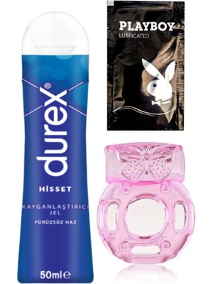 Durex Hisset Pürüzsüz Hazlar 50 ml Jel + Penisinize Titreşimli Halka - Penisyüzüğü + Hediye
